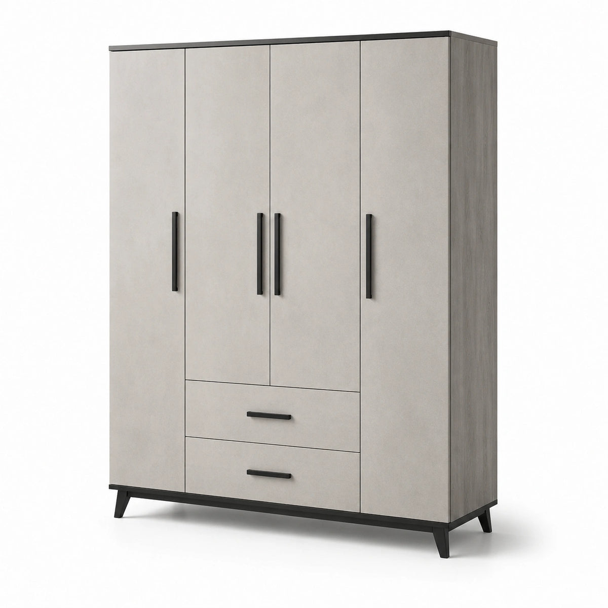 Armario de madera con 4 puertas y 2 cajones color gris