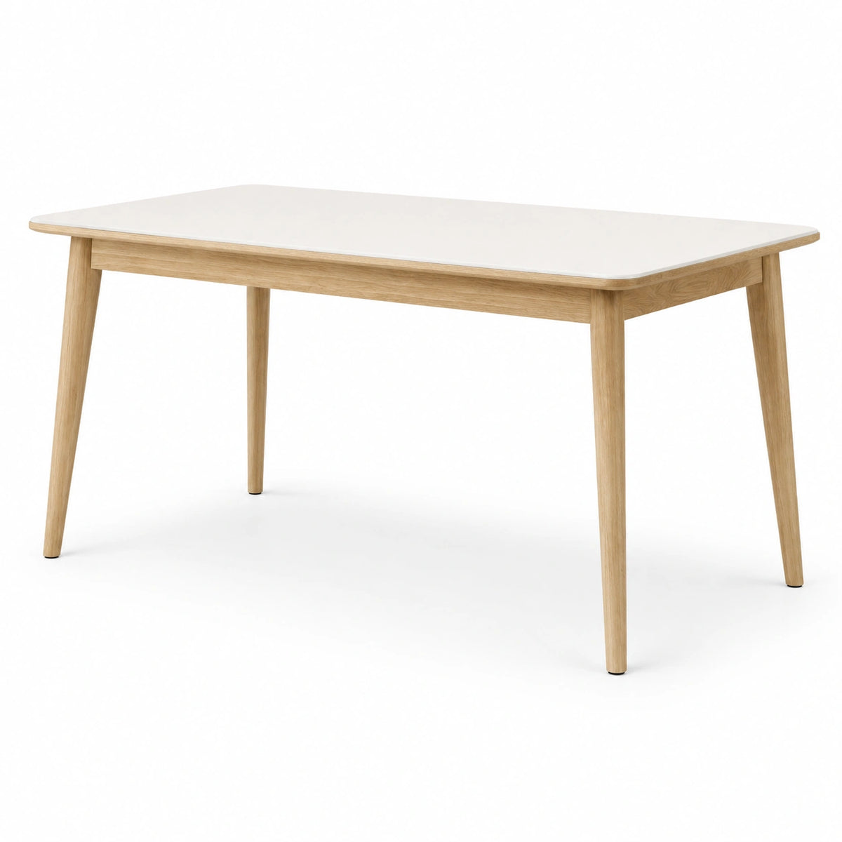 Mesa de comedor MDF blanco y madera de roble 150x90x75 cm