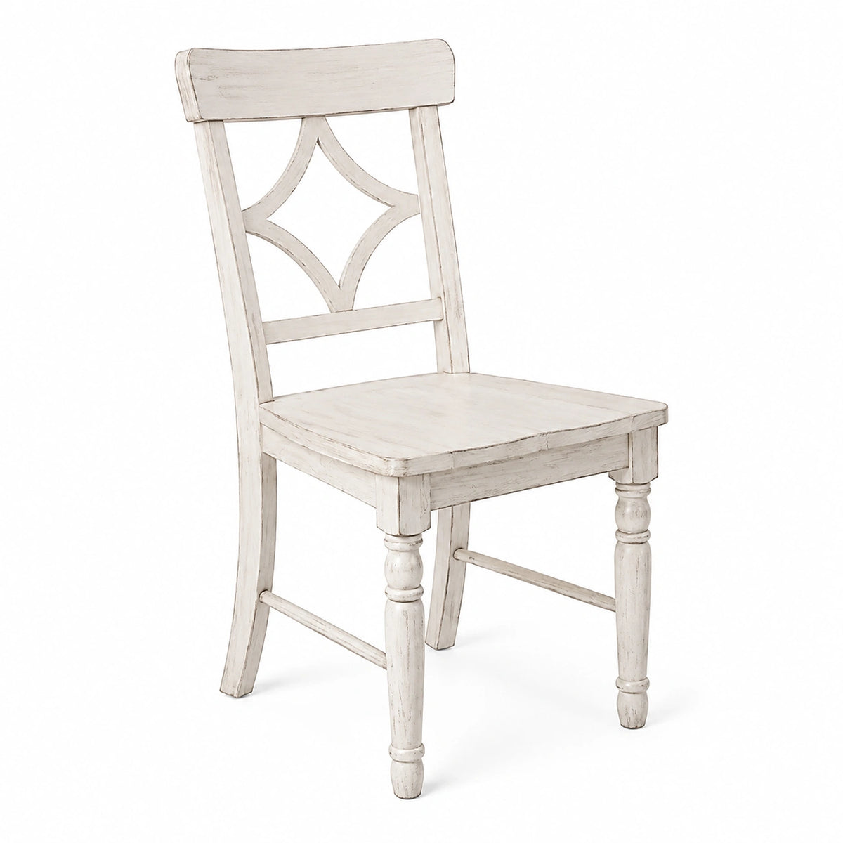 Silla de madera maciza con acabado envejecido blanco 90cm