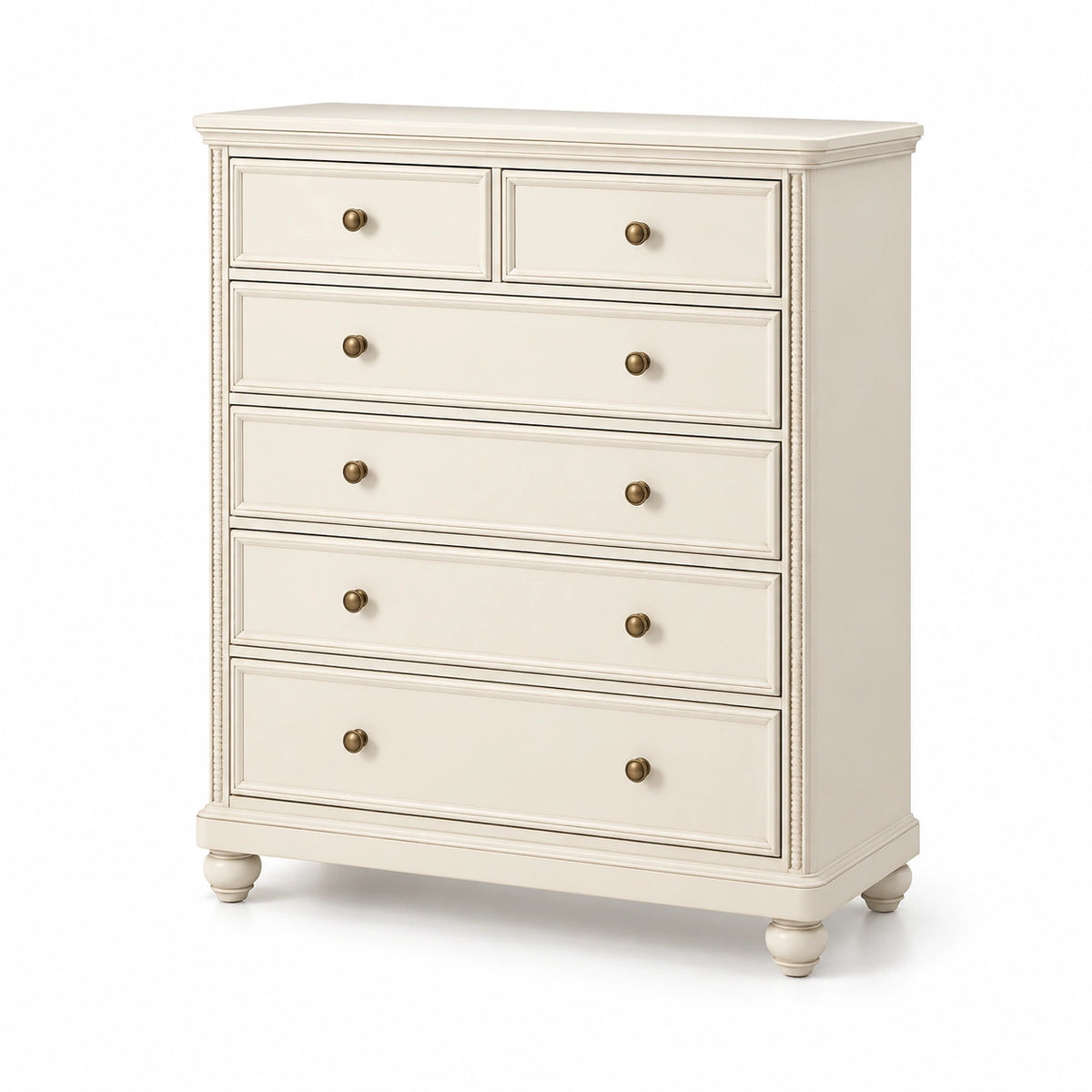 Cómoda de MDF con 6 cajones color crema 120x80x40 cm