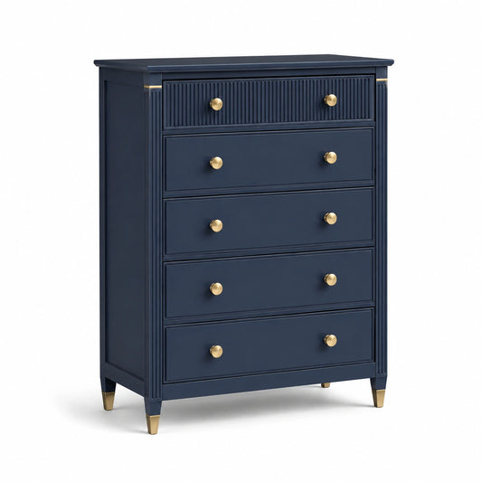 Cajonera de Madera y Metal Azul con Cinco Cajones
