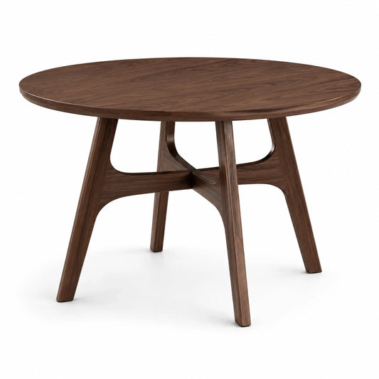 Mesa de comedor redonda de madera de nogal, diámetro 120 cm