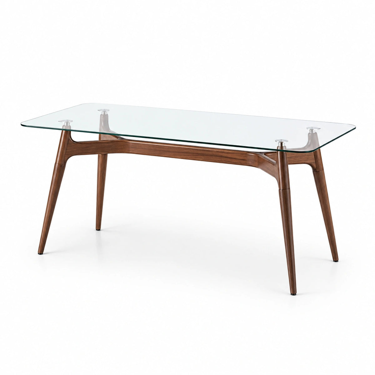 Mesa de comedor de vidrio y madera 120x70x75 cm