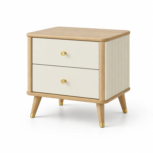 Mesita de noche de madera de roble y MDF con cajones 50x40x55 cm